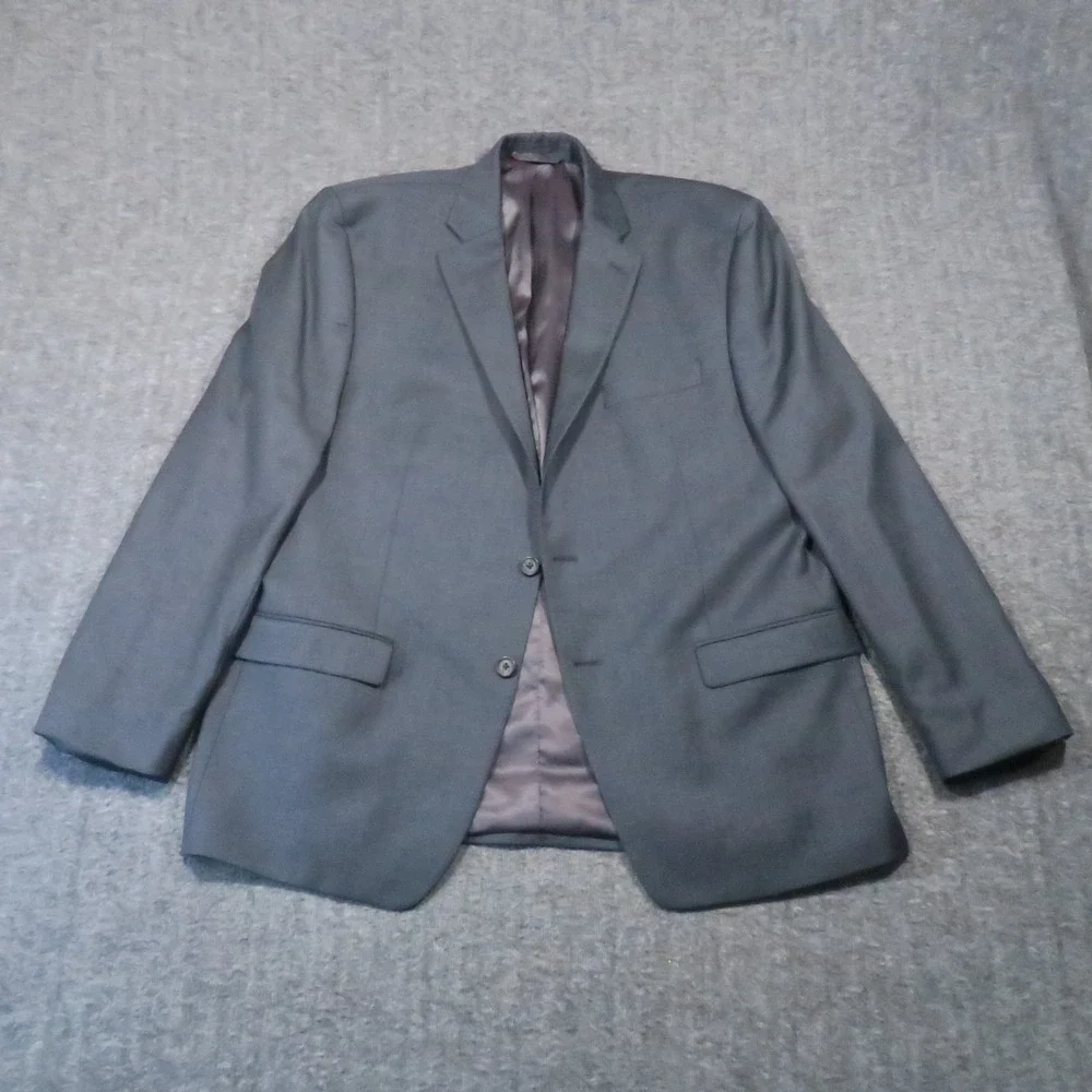 Lauren Ralph Lauren Suit Jacket 46R Gray Wool Blazer 2-Button Corporate Preppy